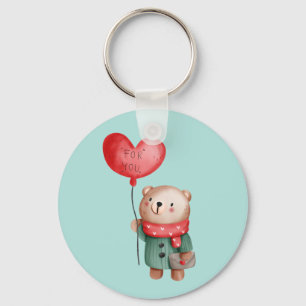 Valentine's Day teddy bear loveheart balloon Keychain