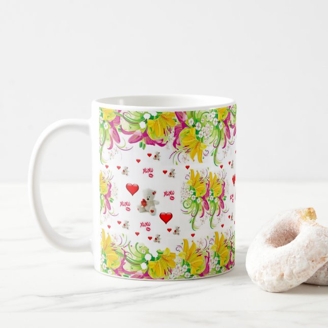 Valentine's Day Teddy Bear Mugs (With Donut)
