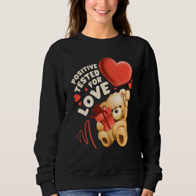 Valentine's day teddy bear with heart balloon sweatshirt (Front)