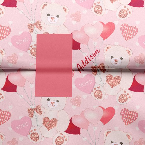 Valentines Day Teddy Bear XOXO Heart Pattern Tissue Paper