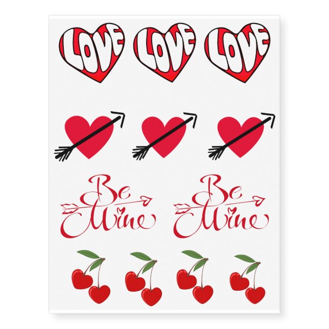 Valentine's Day Temporary Tattoos (Front)