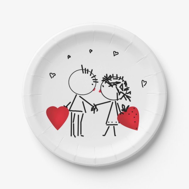 Valentine's day temporary tattoos paper plates (Front)
