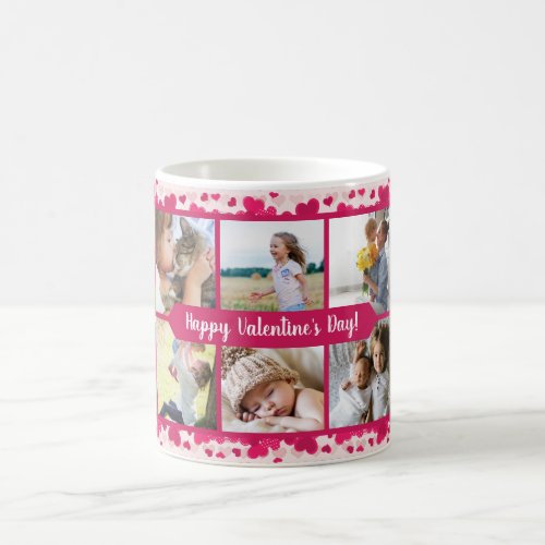 Valentines Day Ten Photo Collage with Hearts Coffee Mug