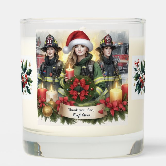 Valentine's Day  thank you for firefighters Scented Candle (Front)