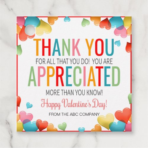 Valentines Day Thank You Gift Tags