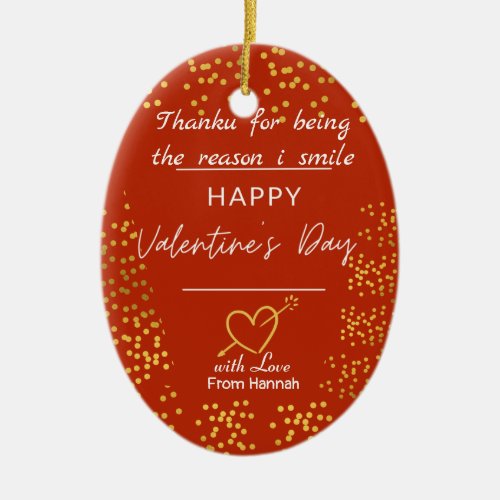 valentines day thank you photo card ceramic ornament