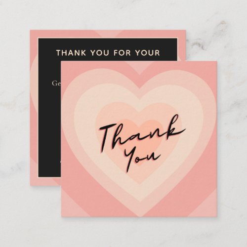 Valentines Day Thank You Pink Heart Shapes Trendy Square Business Card