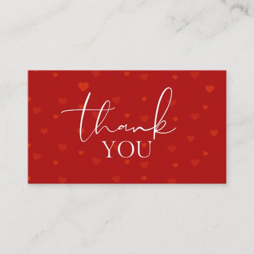 Valentines Day Thank You Red Romantic Heart Love  Business Card
