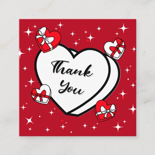 Valentines Day Thank You Red Super Sparkly Love Square Business Card
