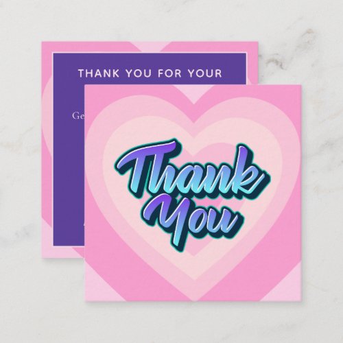 Valentines Day Thank You Trendy Graffiti Font Square Business Card