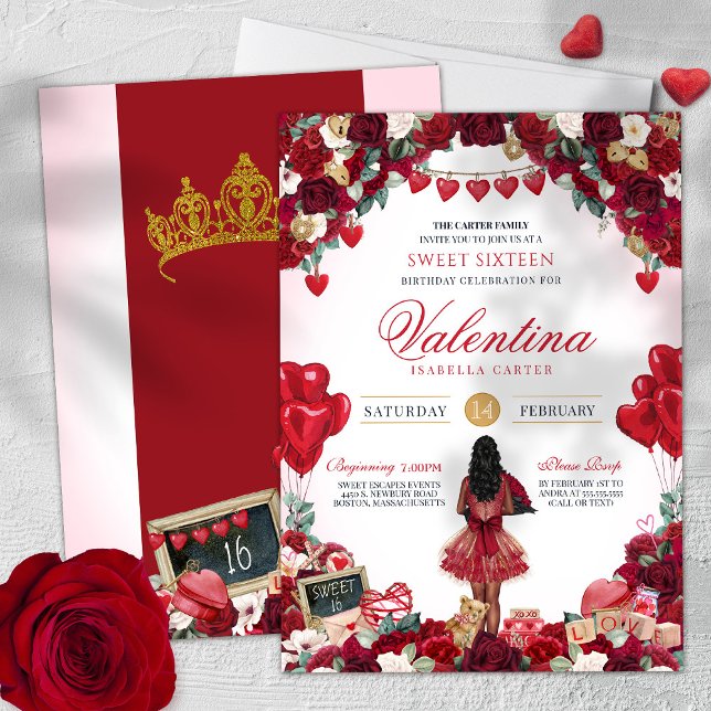 Valentine's Day Theme Sweet 16 Birthday Party Invitation (Creator Uploaded)