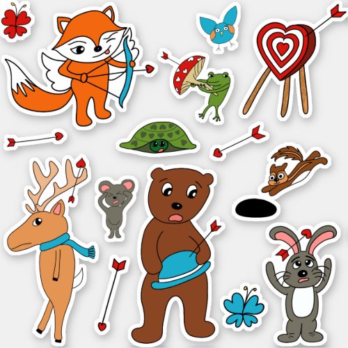 Valentines Day Themed Funny Animals Sticker
