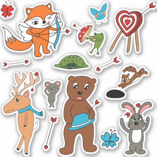 Valentines Day Themed Funny Animals Sticker