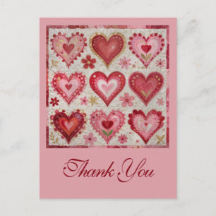 Valentine's Day Themed Quilting Pattern Patchwork Postcard