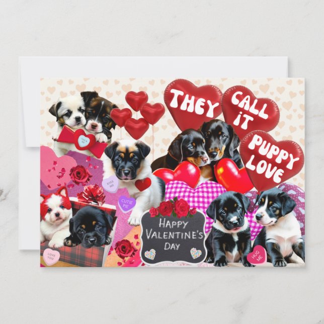 Valentine's Day They Call It Puppy Love Holiday Card (Front)