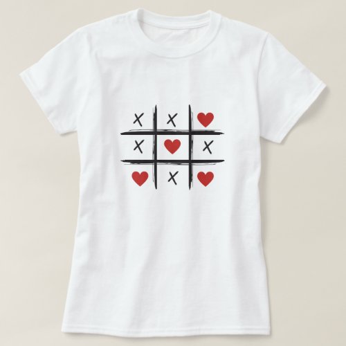 Valentines day tic tac toe hearts kisses T_Shirt