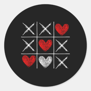 Valentines Day Tic-tac-toe Xo-xo Funny Valentine G Classic Round Sticker