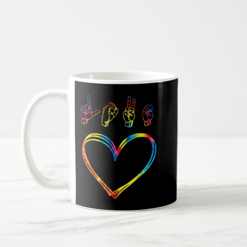 Valentines Day Tie Dye  I Love You Heart Hand Sig Coffee Mug