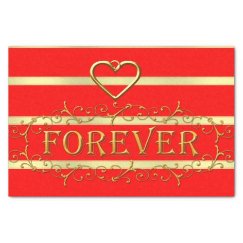 Valentines Day Tissue Paper Gold Forever Hearts