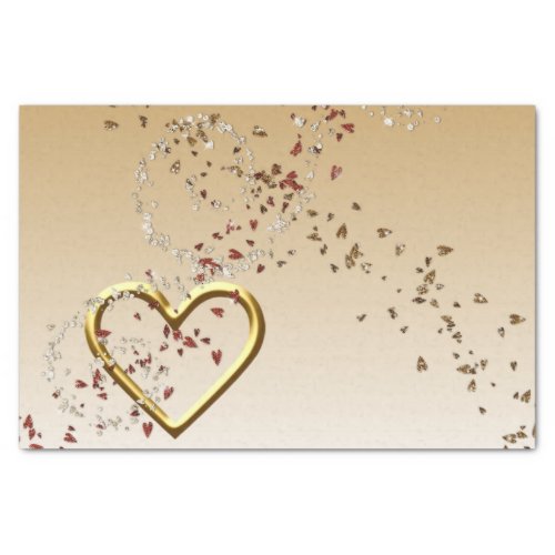 Valentines Day Tissue Paper Love Gold Heart 