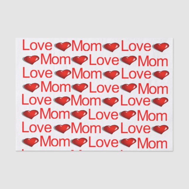 Valentine's Day Tissue Paper Love Mom Red Hearts (Front)