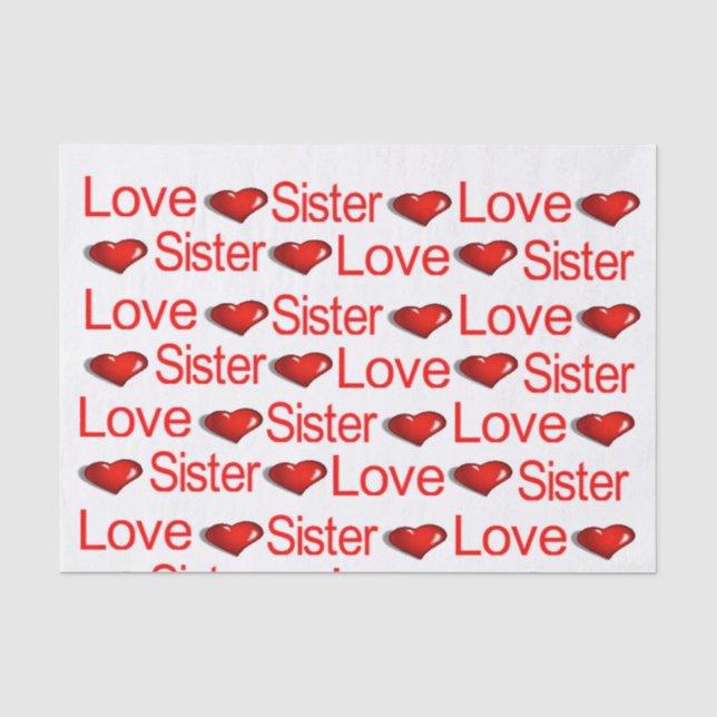 Valentine's Day Tissue Paper Love SisterRed Hearts (Front)