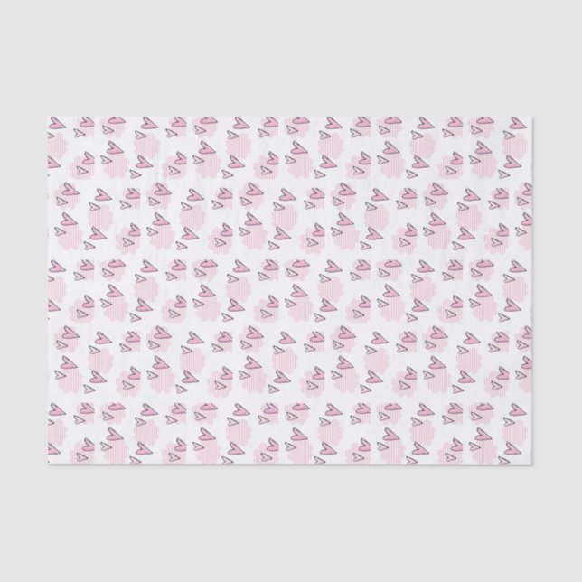 Valentine's Day Tissue Paper Pink Stripe Hearts (Front)
