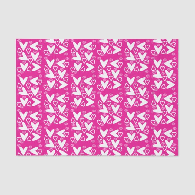 Valentine's Day Tissue Paper White Hearts (Front)