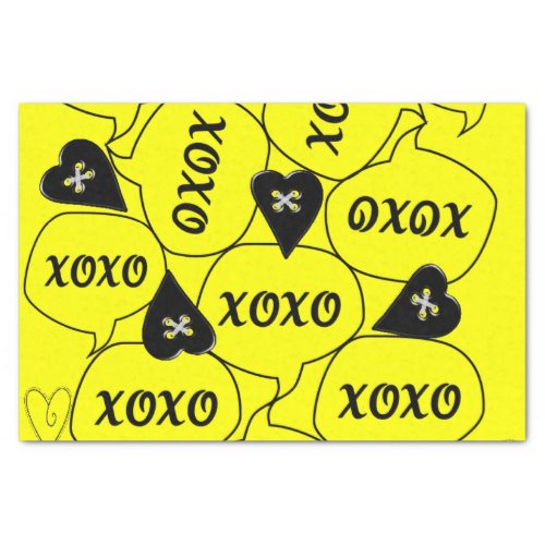 Valentines Day Tissue Paper Xoxo Yellow Black 