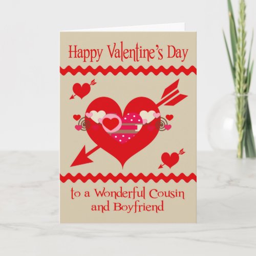 Valentines Day To Cousin and Boyfriend Holiday Card