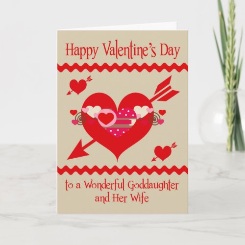 Valentines Day To Goddaughter and Wife Holiday Card