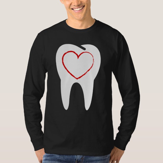 Valentines Day Tooth Heart Cute Teeth Dental Denti T-Shirt (Front)