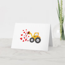 Valentine's Day Tractor Hearts Gift Kids Boys Holiday Card