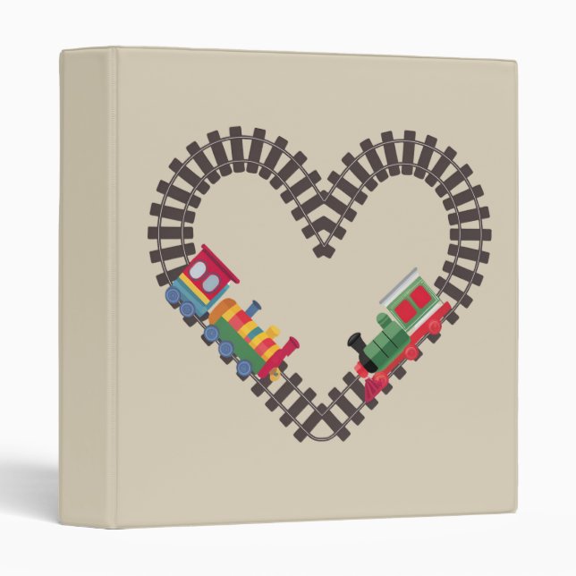 Valentines Day Train Railroad Heart  3 Ring Binder (Front/Spine)