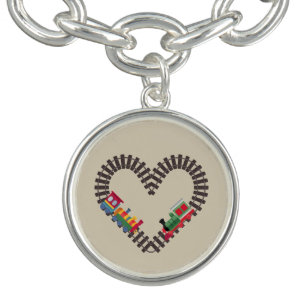 Valentines Day Train Railroad Heart Bracelet