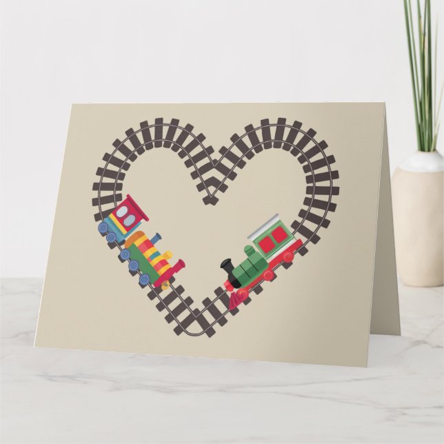 Valentines Day Train Railroad Heart  Card (Front)