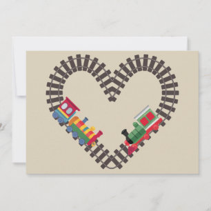 Valentines Day Train Railroad Heart  Invitation