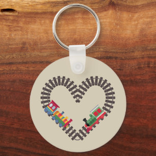 Valentines Day Train Railroad Heart Keychain