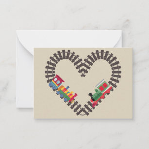 Valentines Day Train Railroad Heart  Note Card