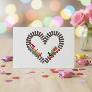 Valentines Day Train Railroad Heart  Postcard