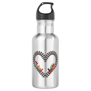 Valentines Day Train Railroad Heart Stainless Steel Water Bottle