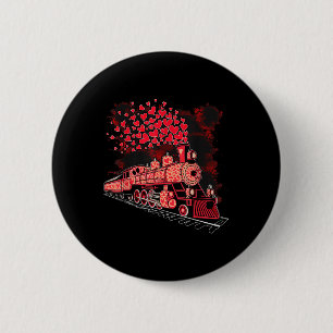 Valentines Day Train Railroad Heart Toddler Boys K Button