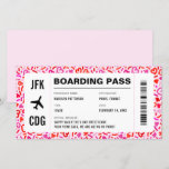 Valentines Day Travel Flight Boarding Pass Holiday Card
