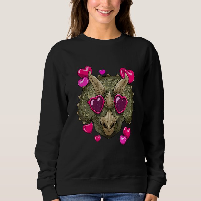 Valentines Day Triceratops Heart Couples Love Day  Sweatshirt (Front)