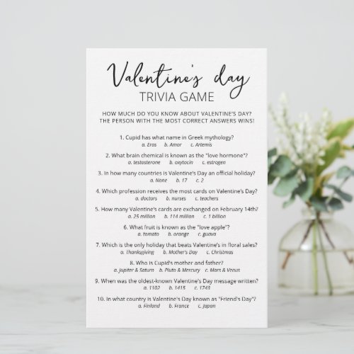 Valentines day Trivia Game with Answers