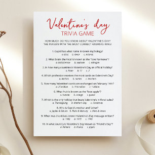 Valentine's day Trivia with Answers Game Card