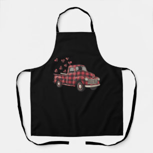 Valentine's Day Truck Funny Buffalo Plaid Leopard Apron
