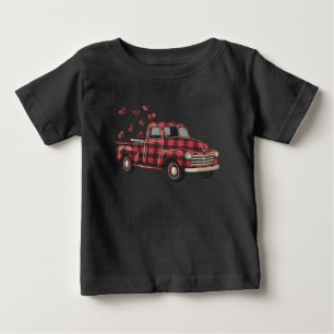 Valentine's Day Truck Funny Buffalo Plaid Leopard  Baby T-Shirt