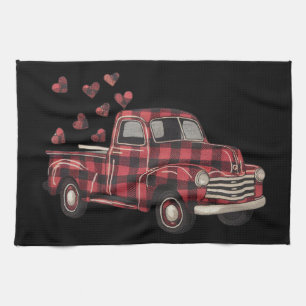 Valentine's Day Truck Funny Buffalo Plaid Leopard Kitchen Towel