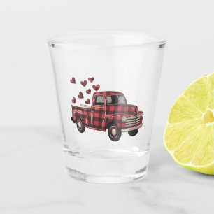 Valentine's Day Truck Funny Buffalo Plaid Leopard  Shot Glass